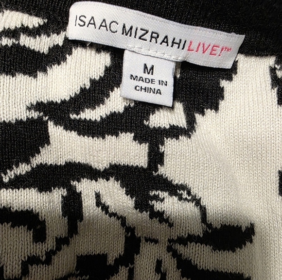 Isaac Mizrahi Live! Black And White Floral Cardigan Size M - Picture 5 of 5